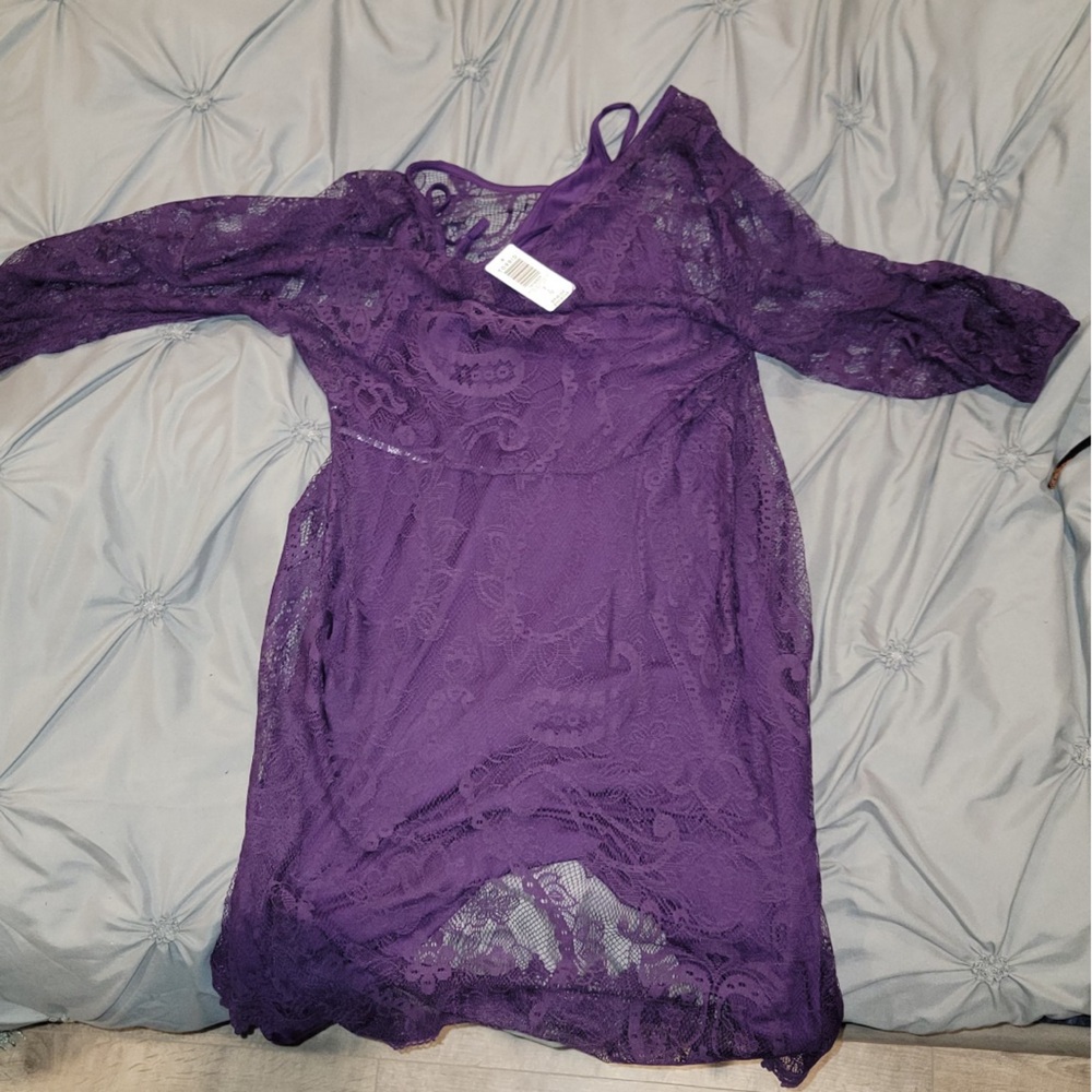 Torrid Purple lace dress with satin under dress new with tags